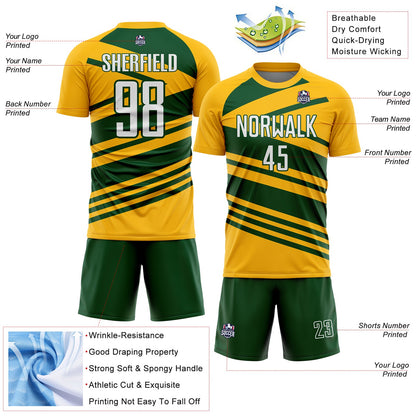 Custom Gold White-Green Line Sublimation Soccer Uniform Jersey - Sky-Custom