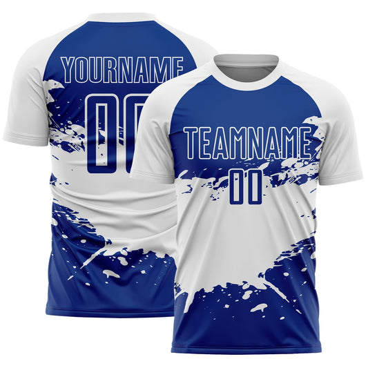 Custom Royal White Splash Sublimation Soccer Uniform Jersey - Sky-Custom