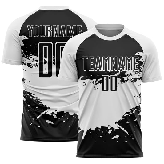 Custom Black White Splash Sublimation Soccer Uniform Jersey - Sky-Custom