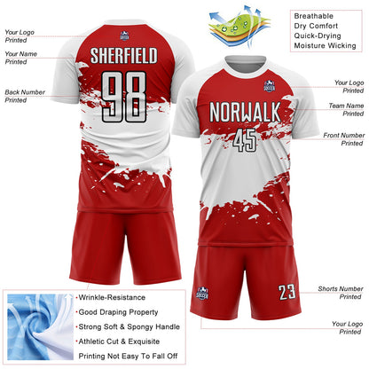 Custom Red White-Black Splash Sublimation Soccer Uniform Jersey - Sky-Custom