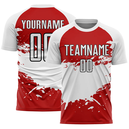 Custom Red White-Black Splash Sublimation Soccer Uniform Jersey - Sky-Custom