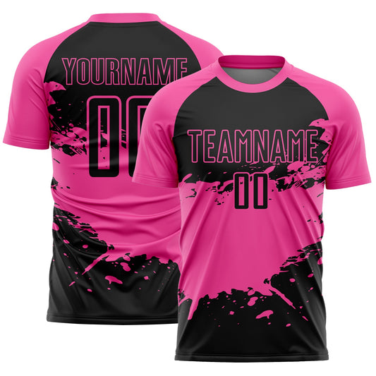 Custom Black Pink-White Splash Sublimation Soccer Uniform Jersey - Sky-Custom