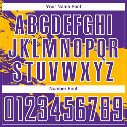 Custom Purple Gold-White Splash Sublimation Soccer Uniform Jersey - Sky-Custom