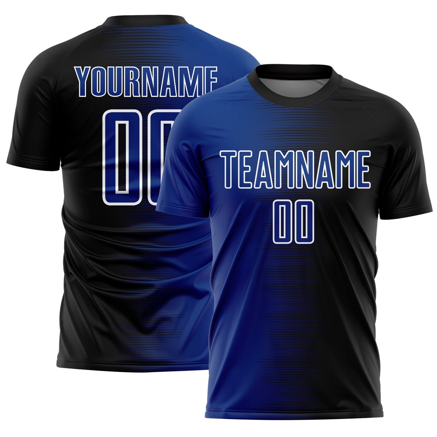 Custom Black Royal-White Gradient Line Sublimation Soccer Uniform Jersey - Sky-Custom