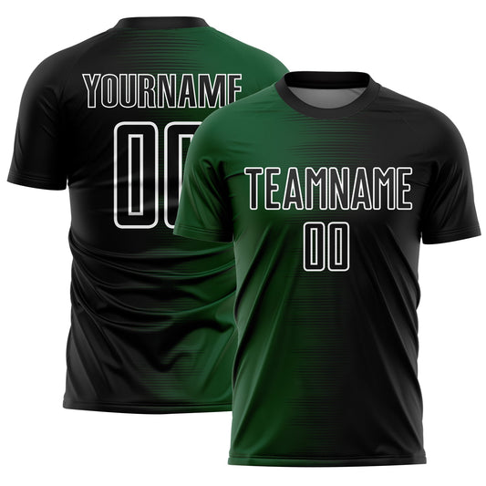Custom Black Green-White Gradient Line Sublimation Soccer Uniform Jersey - Sky-Custom