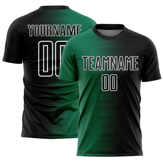 Custom Black Kelly Green-White Gradient Line Sublimation Soccer Uniform Jersey - Sky-Custom