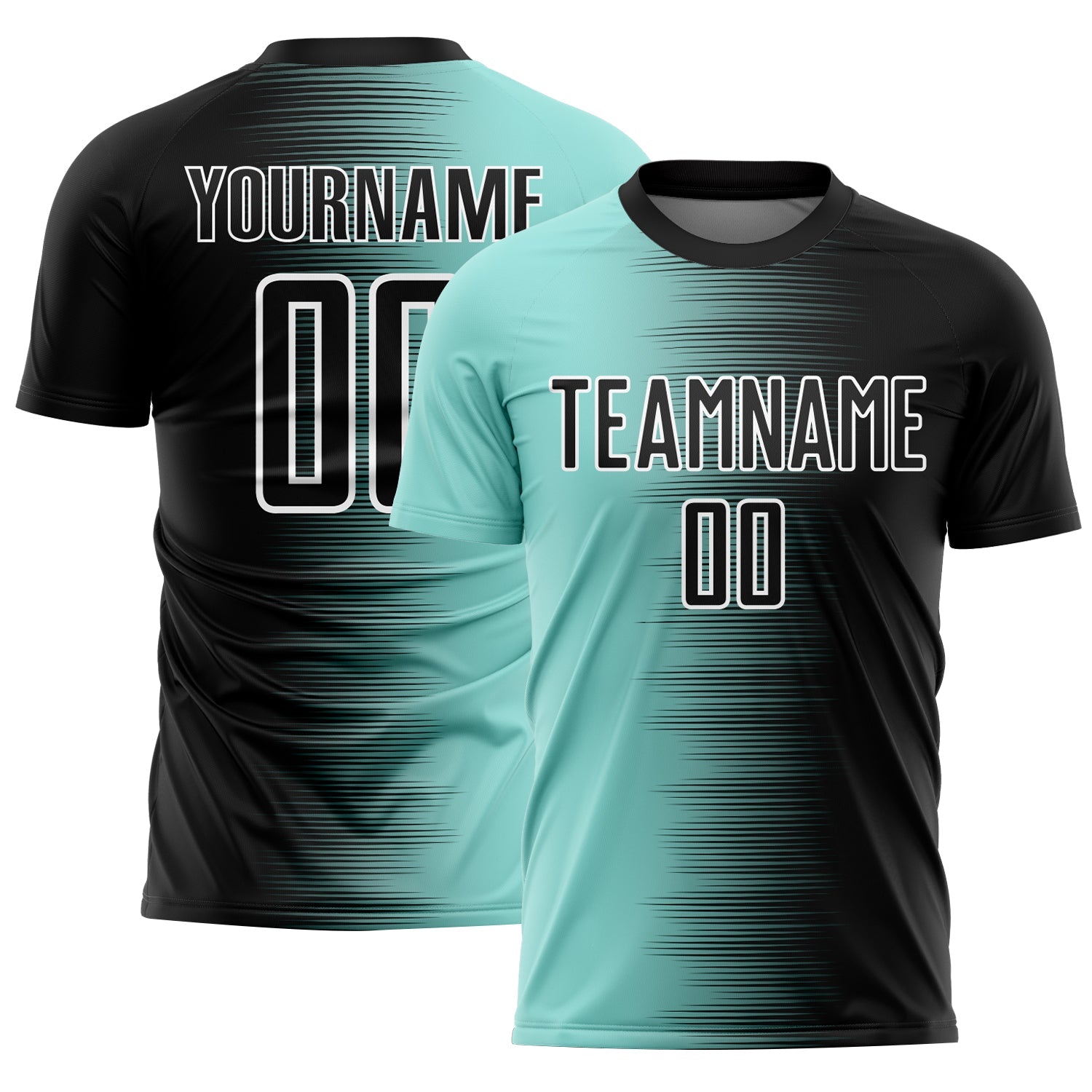 Custom Black Ice Blue-White Gradient Line Sublimation Soccer Uniform Jersey - Sky-Custom