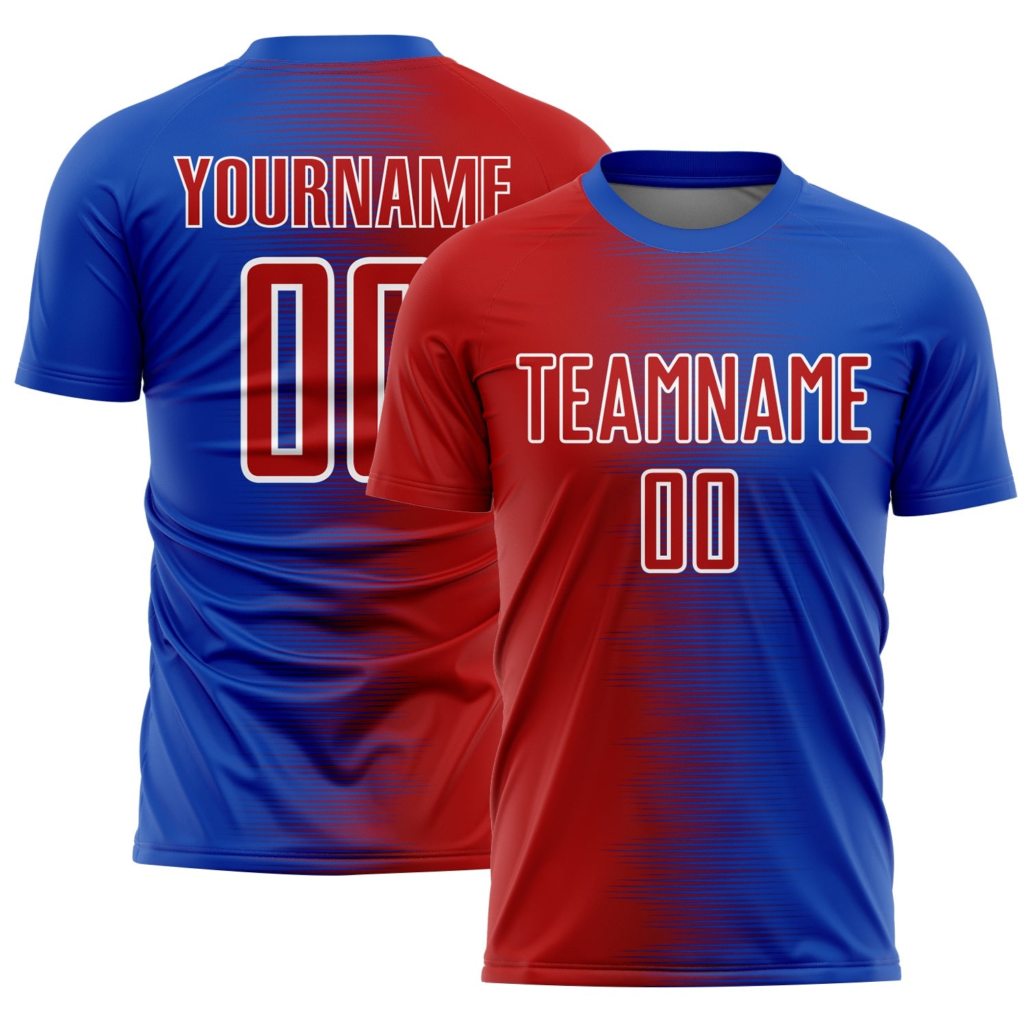 Custom Thunder Blue Red-White Gradient Line Sublimation Soccer Uniform Jersey - Sky-Custom