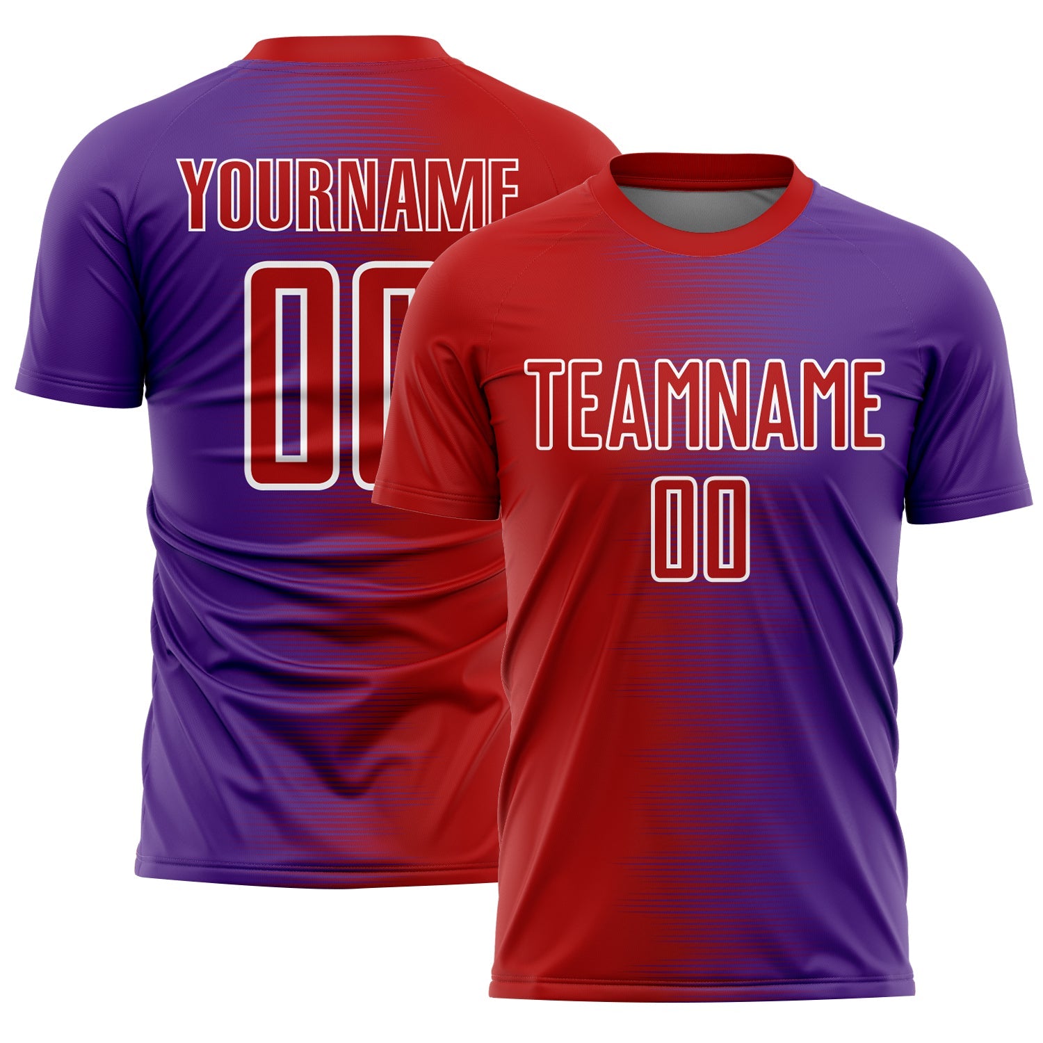 Custom Red Purple-White Gradient Line Sublimation Soccer Uniform Jersey - Sky-Custom