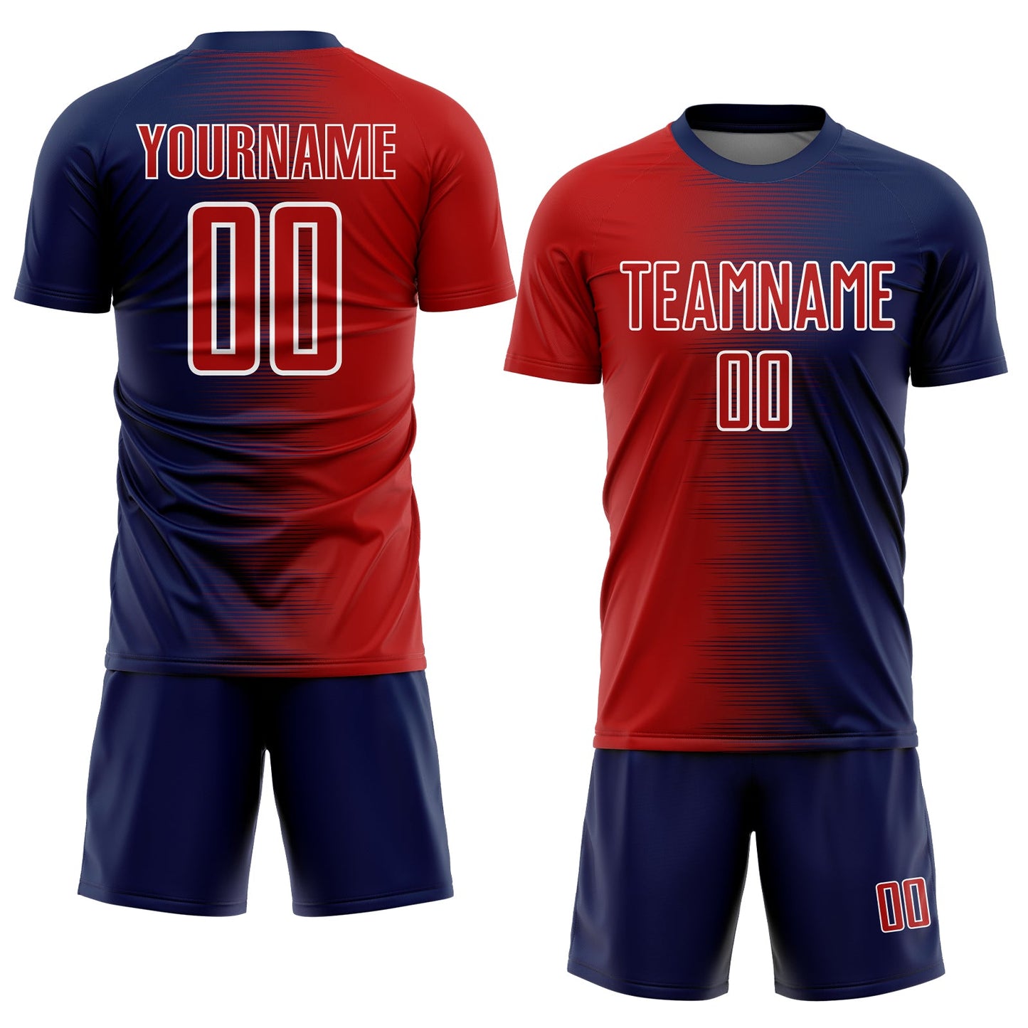 Custom Navy Red-White Gradient Line Sublimation Soccer Uniform Jersey - Sky-Custom