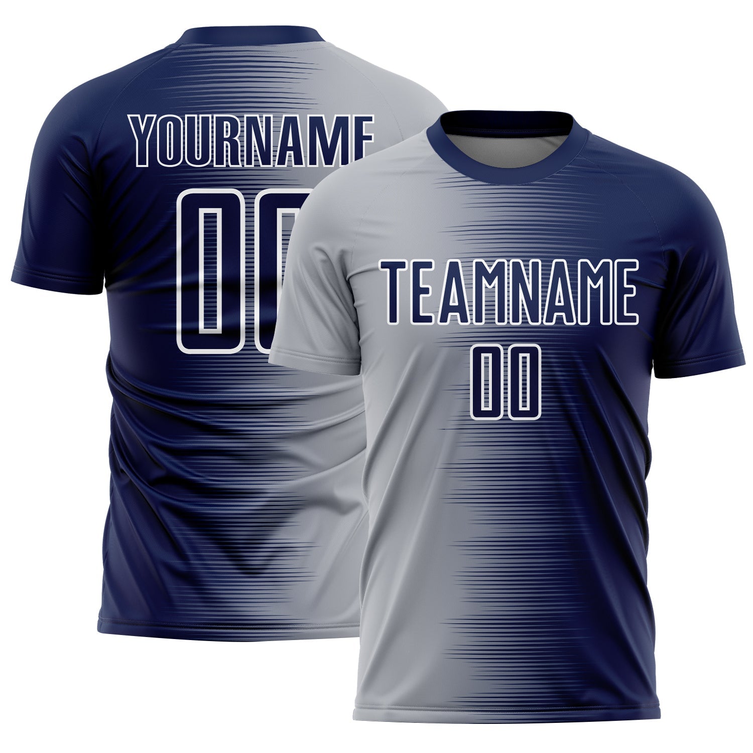 Custom Navy Gray-White Gradient Line Sublimation Soccer Uniform Jersey - Sky-Custom