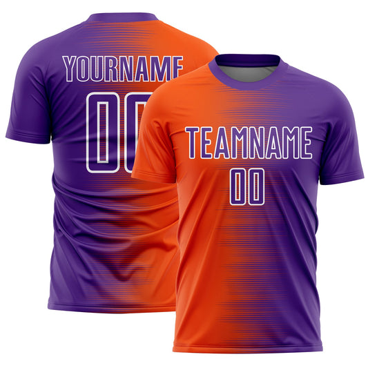 Custom Purple Orange-White Gradient Line Sublimation Soccer Uniform Jersey - Sky-Custom