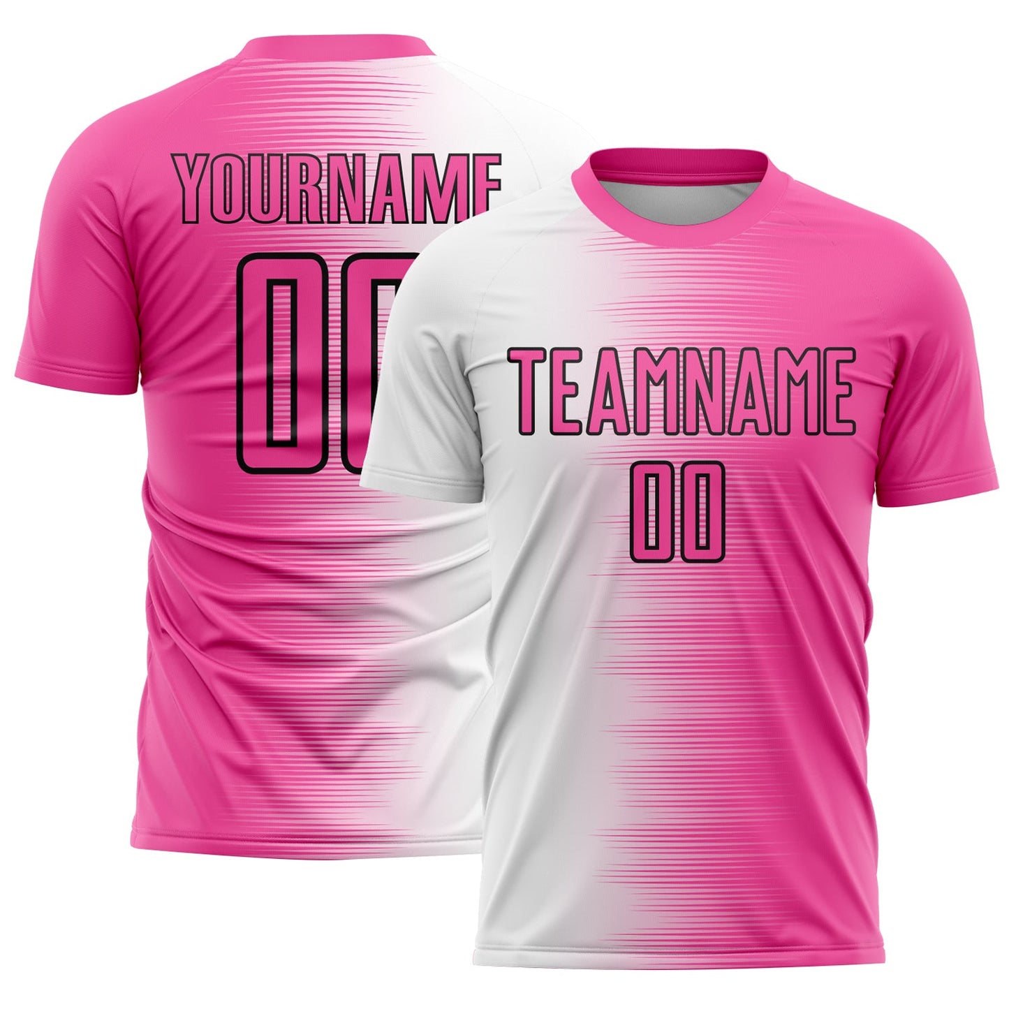 Custom Pink White-Black Gradient Line Sublimation Soccer Uniform Jersey - Sky-Custom