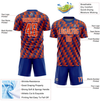 Custom Royal Orange-White Line Sublimation Soccer Uniform Jersey - Sky-Custom