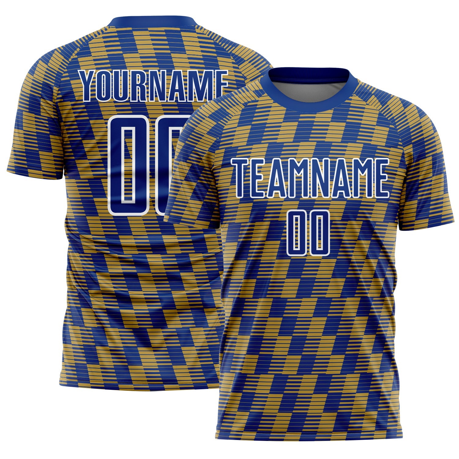 Custom Royal Old Gold-White Line Sublimation Soccer Uniform Jersey - Sky-Custom