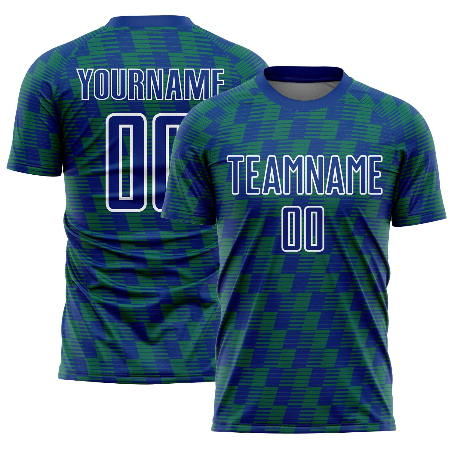 Custom Royal Kelly Green-White Line Sublimation Soccer Uniform Jersey - Sky-Custom