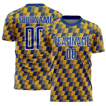 Custom Royal Gold-White Line Sublimation Soccer Uniform Jersey - Sky-Custom