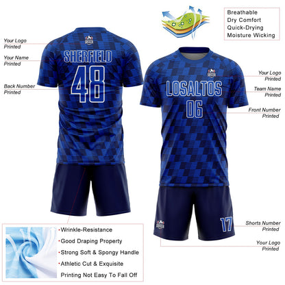 Custom Navy Thunder Blue-White Line Sublimation Soccer Uniform Jersey - Sky-Custom