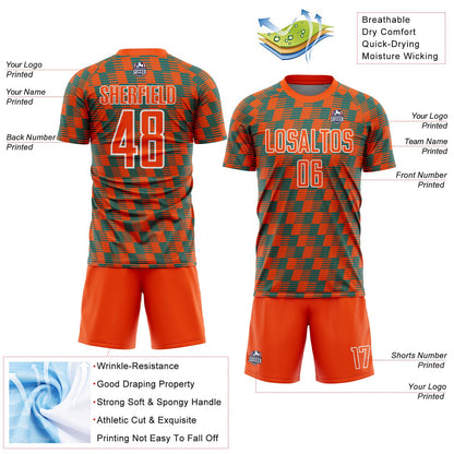 Custom Orange Teal-White Line Sublimation Soccer Uniform Jersey - Sky-Custom