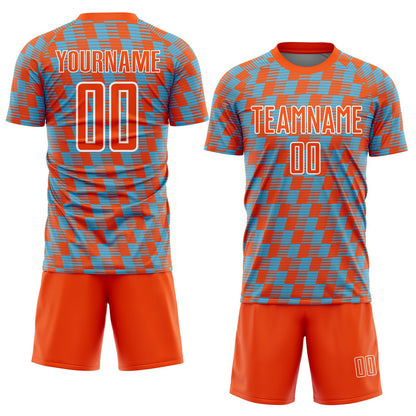 Custom Orange Sky Blue-White Line Sublimation Soccer Uniform Jersey - Sky-Custom