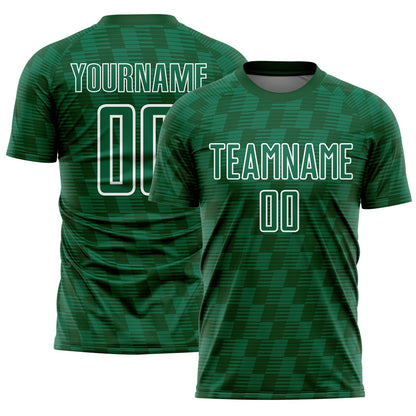 Custom Kelly Green Green-White Line Sublimation Soccer Uniform Jersey - Sky-Custom