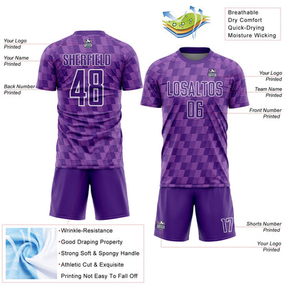 Custom Purple Medium Purple-White Line Sublimation Soccer Uniform Jersey - Sky-Custom