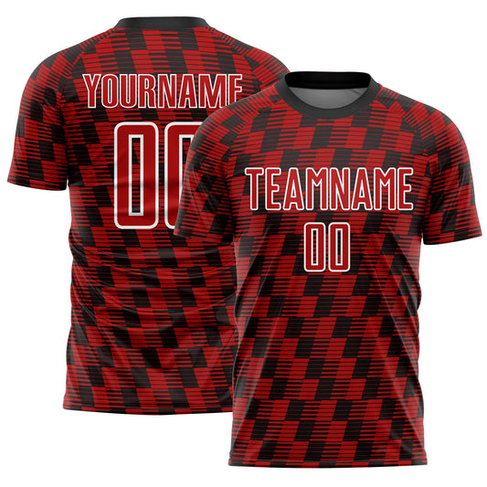 Custom Black Red-White Line Sublimation Soccer Uniform Jersey - Sky-Custom