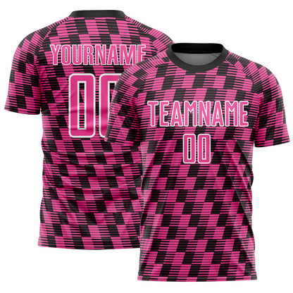Custom Black Pink-White Line Sublimation Soccer Uniform Jersey - Sky-Custom