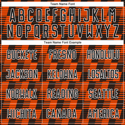 Custom Black Orange-White Line Sublimation Soccer Uniform Jersey - Sky-Custom