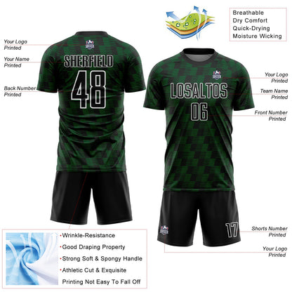 Custom Black Green-White Line Sublimation Soccer Uniform Jersey - Sky-Custom