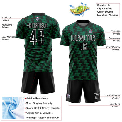 Custom Black Kelly Green-White Line Sublimation Soccer Uniform Jersey - Sky-Custom