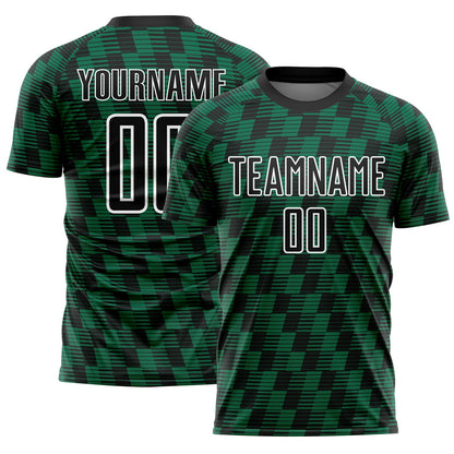 Custom Black Kelly Green-White Line Sublimation Soccer Uniform Jersey - Sky-Custom