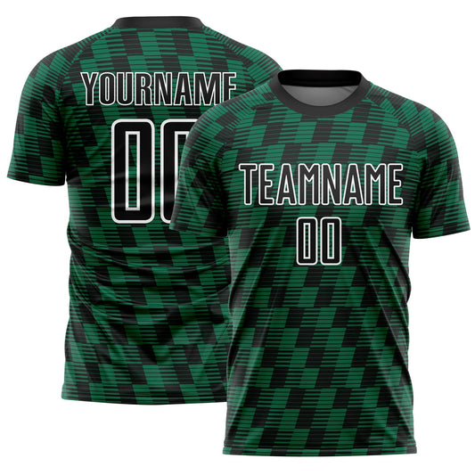 Custom Black Kelly Green-White Line Sublimation Soccer Uniform Jersey - Sky-Custom