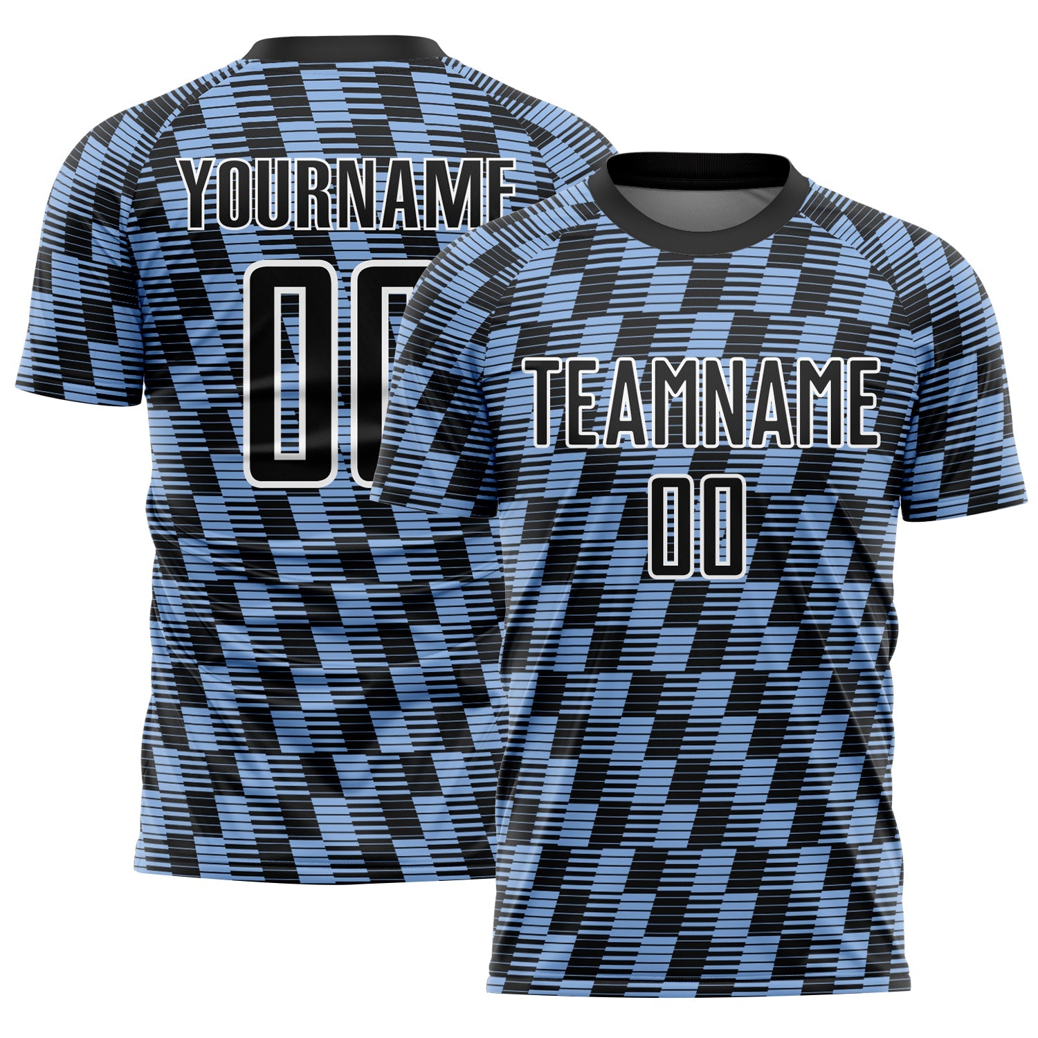 Custom Black Light Blue-White Line Sublimation Soccer Uniform Jersey - Sky-Custom
