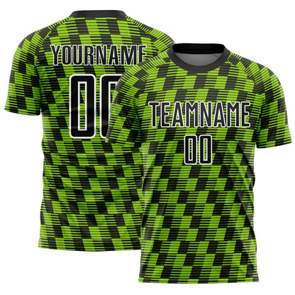 Custom Black Neon Green-White Line Sublimation Soccer Uniform Jersey - Sky-Custom