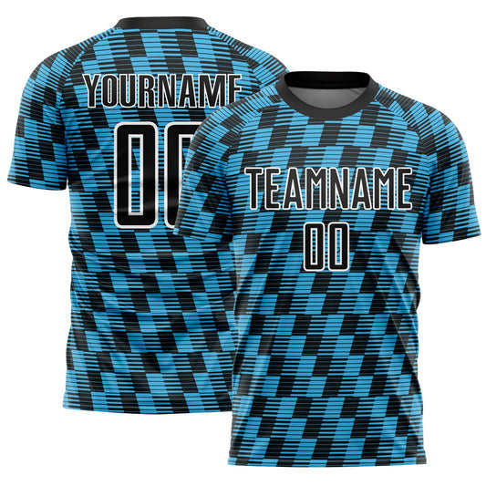 Custom Black Sky Blue-White Line Sublimation Soccer Uniform Jersey - Sky-Custom