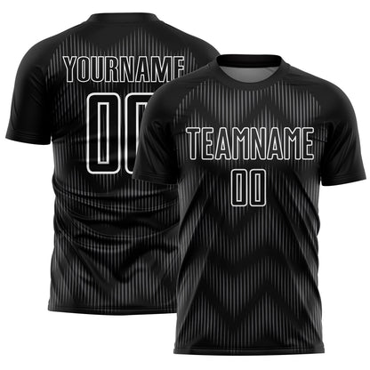 Custom Black Steel Gray-White Line Sublimation Soccer Uniform Jersey - Sky-Custom