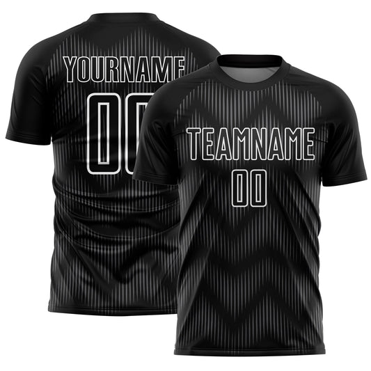 Custom Black Steel Gray-White Line Sublimation Soccer Uniform Jersey - Sky-Custom