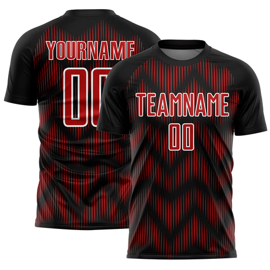 Custom Black Red-White Line Sublimation Soccer Uniform Jersey - Sky-Custom
