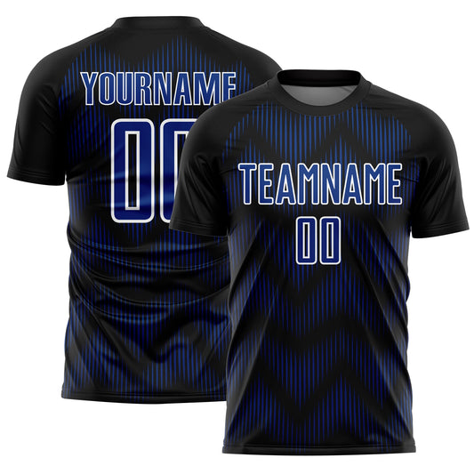 Custom Black Royal-White Line Sublimation Soccer Uniform Jersey - Sky-Custom