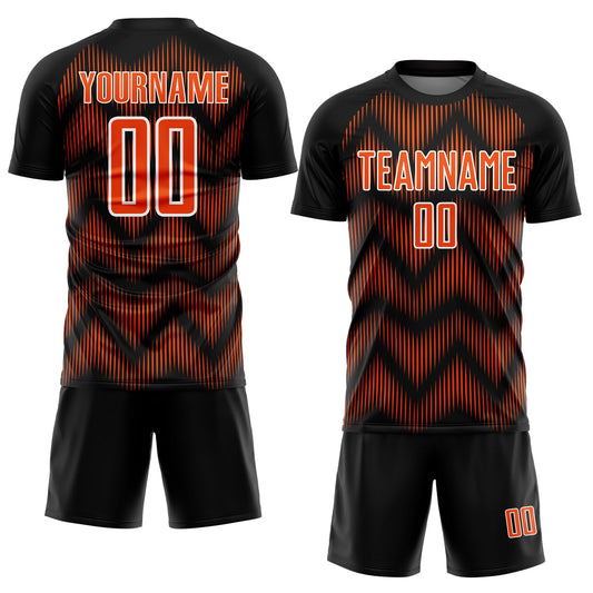 Custom Black Orange-White Line Sublimation Soccer Uniform Jersey - Sky-Custom