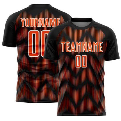Custom Black Orange-White Line Sublimation Soccer Uniform Jersey - Sky-Custom