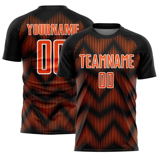 Custom Black Orange-White Line Sublimation Soccer Uniform Jersey - Sky-Custom
