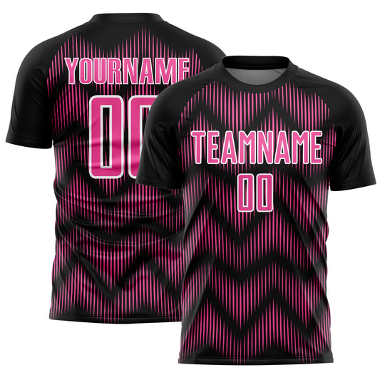Custom Black Pink-White Line Sublimation Soccer Uniform Jersey - Sky-Custom