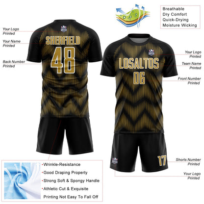 Custom Black Old Gold-White Line Sublimation Soccer Uniform Jersey - Sky-Custom