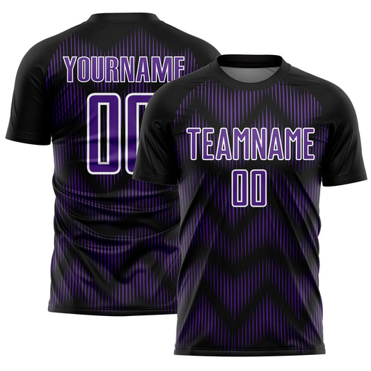 Custom Black Purple-White Line Sublimation Soccer Uniform Jersey - Sky-Custom