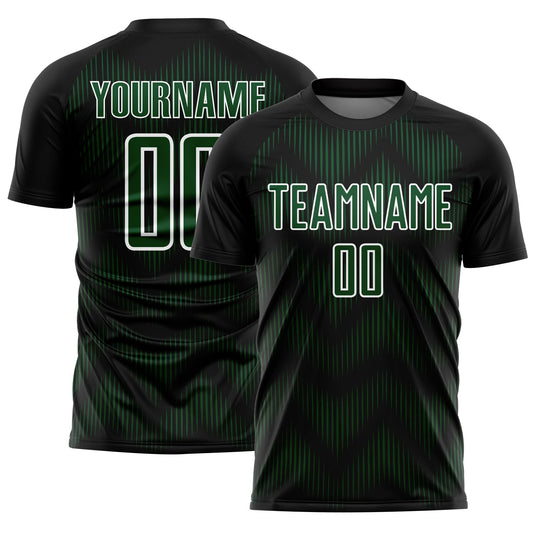 Custom Black Green-White Line Sublimation Soccer Uniform Jersey - Sky-Custom