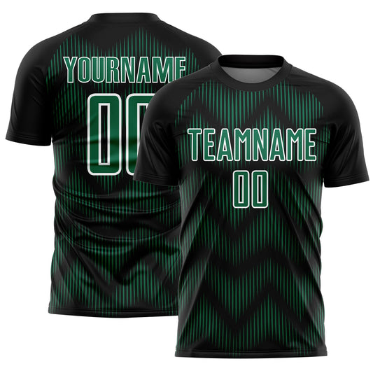 Custom Black Kelly Green-White Line Sublimation Soccer Uniform Jersey - Sky-Custom