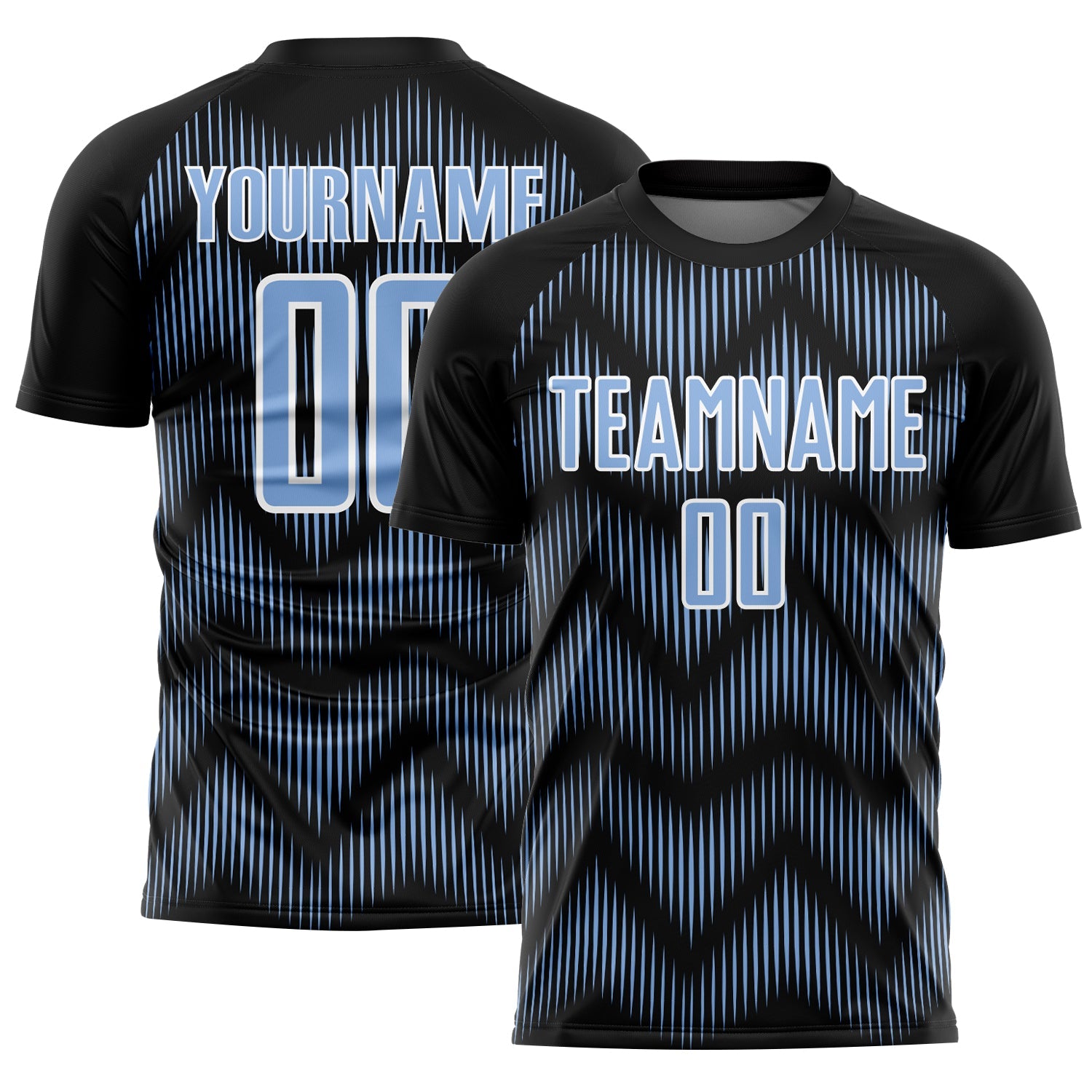 Custom Black Light Blue-White Line Sublimation Soccer Uniform Jersey - Sky-Custom