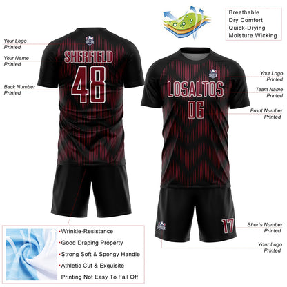 Custom Black Crimson-White Line Sublimation Soccer Uniform Jersey - Sky-Custom